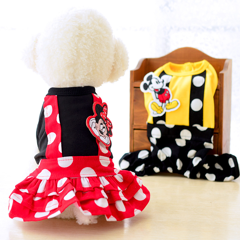 Hond Cartoon Ruche Jurk Hond Kleding Voor Kleine Honden Party Verjaardag Bandjes Jurk Baljurk Teddy Puppy Kostuum Leuke kleding: Rood / XS