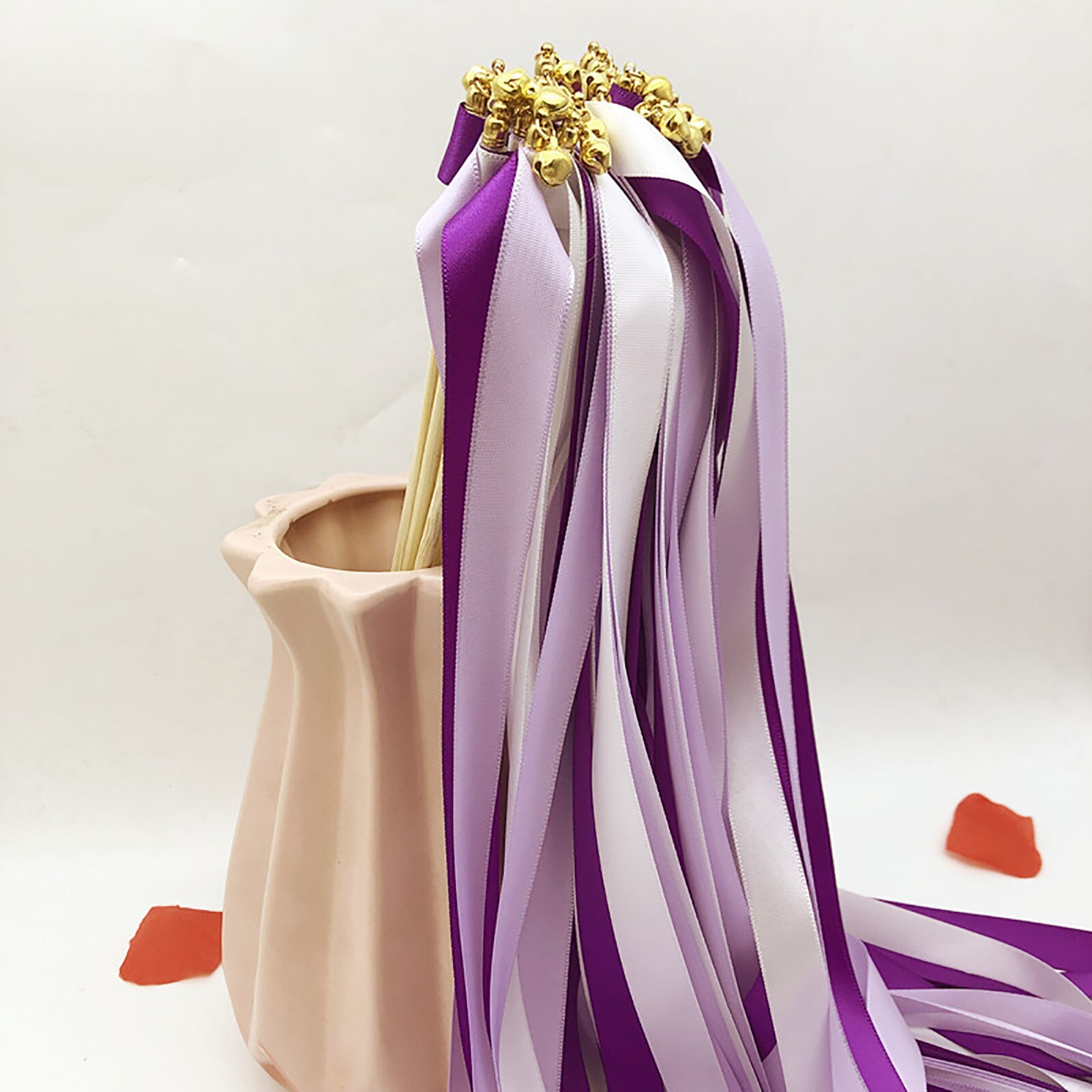 10 stuks handzaam lint met houten stokbel bruiloft feest rekwisieten decoratie interactief hulpmiddel groot goedkoop