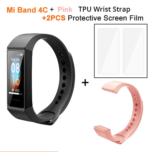 Globale Ausführung Xiaomi Mi Band 4C 1.08 "Farbe Bildschirm Redmi Band Herz Bewertung Monitor BT 5,0 USB Ladung Armbinde Clever Armbinde: hinzufügen Rosa Gurt