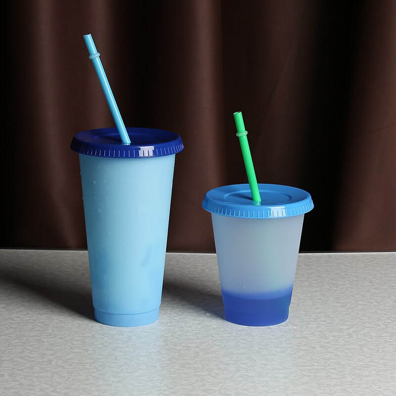 5 Color Changing Confetti Reusable Plastic Tumbler With Lid &amp;Straw Cold Cup For Cold Drinks Cup Accessories Kitchen Tools