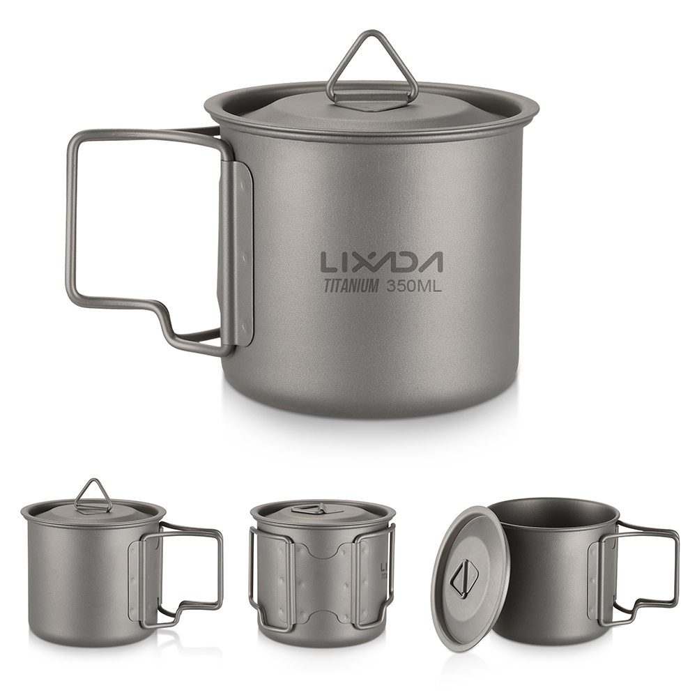 Lixada ultraleichte Titan Tasse Becher 300/350/550 ml/650ml draussen Wasser Tasse Picknick Wasser becher Geschirr mit faltbarem Griff