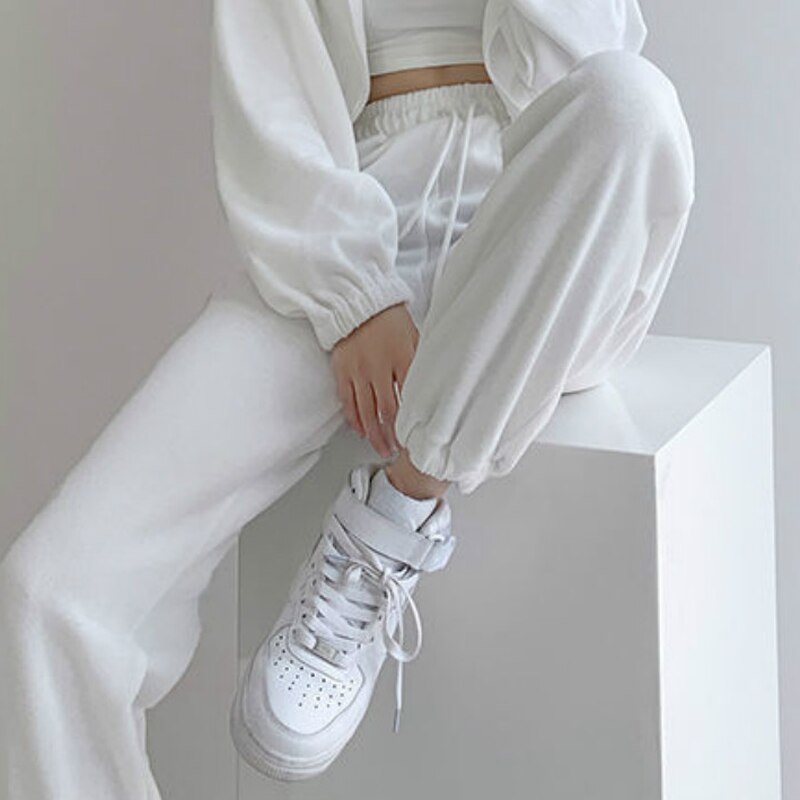 Casual Hosen Frauen 5 Farben Koreanischen Stil Weiblichen Feste Studenten Frühjahr Kordelzug Lose Mujer Hipster Gerade Hosen Täglichen Kpop