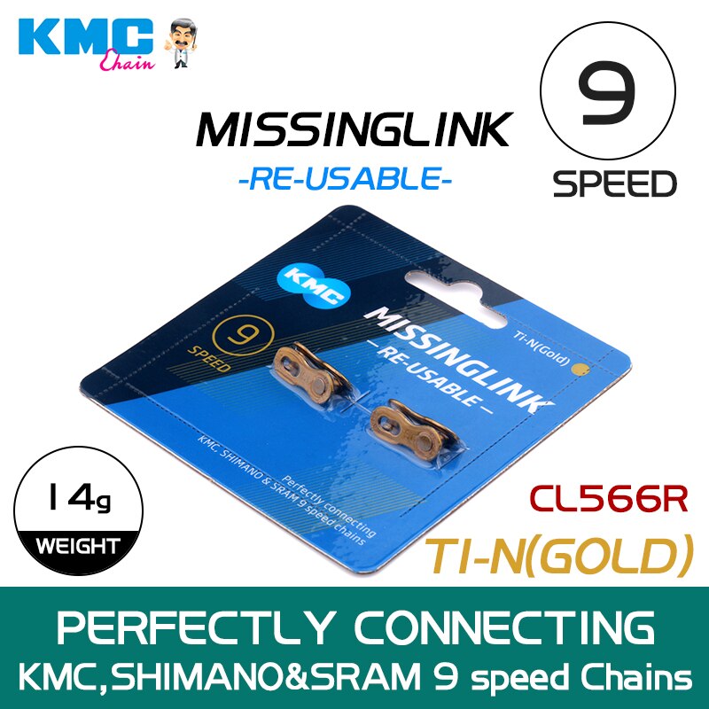 2 Pairs KMC Chain Missing Link 6/7/8/9/10/11 Speed Silver Gold Color Reusable Chain Magic Clasp Bicycle Chain Repair Parts: 9s gold