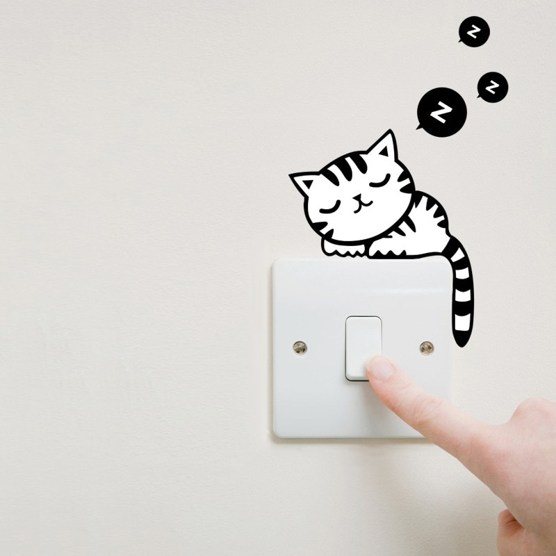 1Pcs PVC Cat Switch Sticker Wall Sticker Funny DIY Bathroom Parlor Decal Decoration