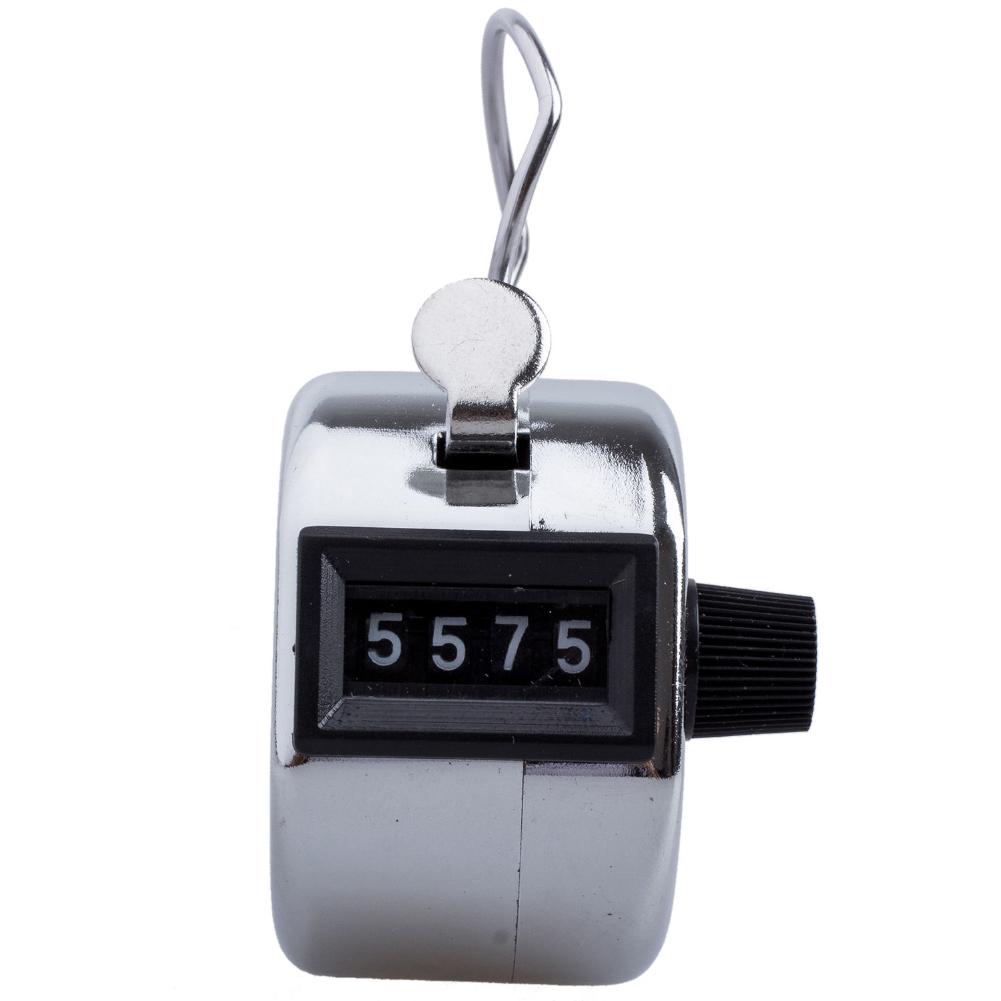 Stainless Metal Mini Sport Lap Golf Handheld Manual 4 Digit Number Hand Tally Counter Clicker Silver