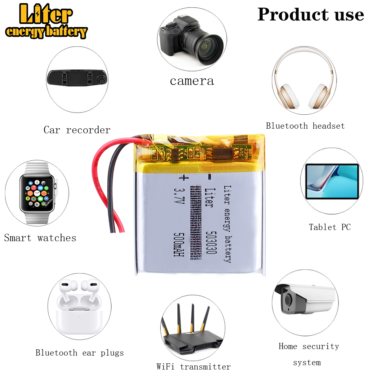 503030 3,7 V 500 mAh 453030 Batteria ricaricabile ai polimeri di litio Li Po agli ioni di litio per fotocamera Mp3 DVD GPS elettronica bluetooth