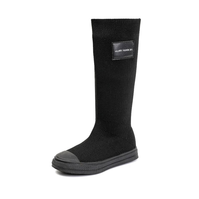 BAMILONG nouvelles bottes hautes longues sur le genou petite fille princesse bottes enfants élastiques bottes automne hiver filles bottes Y345: 30(Length 18.4cm)