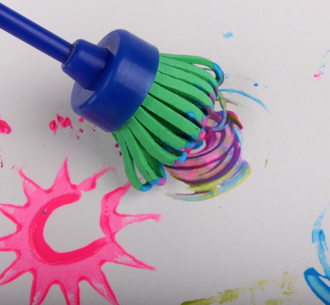 DIY flor Graffiti esponja arte suministros brochas sello pintura herramientas divertido dibujo juguetes divertido juguete para niños 4 unids/set