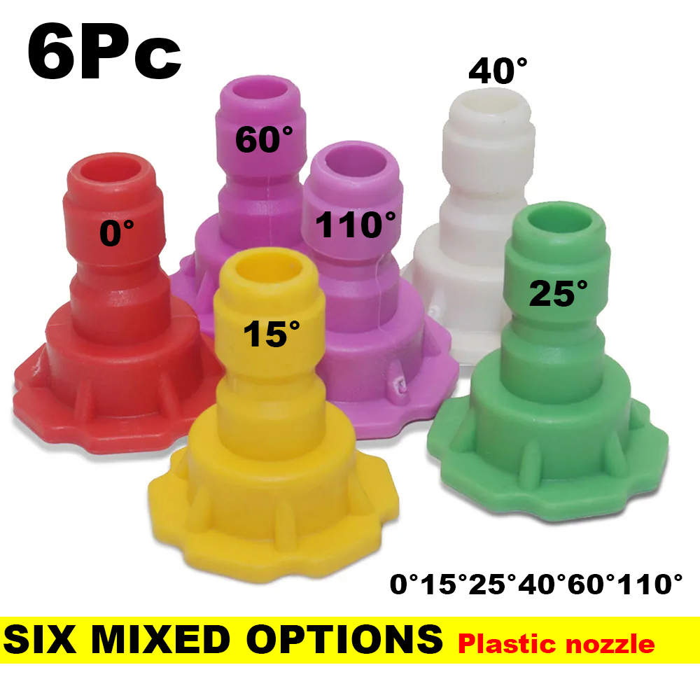 Boquilla de pulverización para lavadora de alta presión, conexión rápida de 1/4 ", 0 15 25 40 65 grados, punta para boquilla de jabón de riego, limpieza de jardín, 1 Uds.: YELLOW