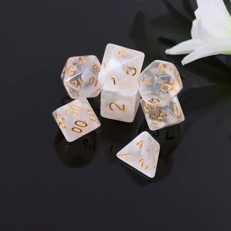 7pcs/set Transparent Sided Dice D4 D6 D8 D10 D12 D20 D&D RPG Poly Table Board Games Toy