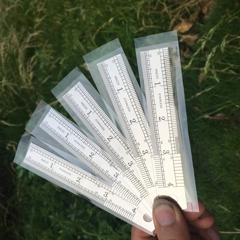 10cm Stainless Steel Metal Straight Ruler Double Scale Inch Measure Tool Office School Supply Artist Student Drawing Stationery