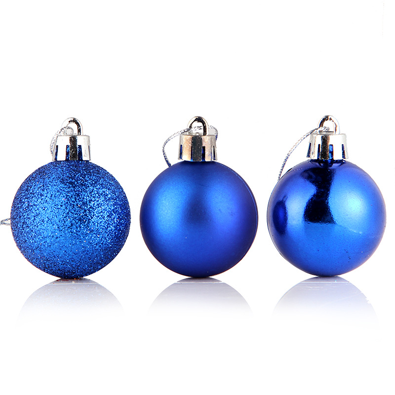 24Pcs/box Christmas Decoration Balls 4/6cm Christmas Tree Decoration Hanging Ornaments Family Gathering Christmas Decorations: Deep Sapphire / 4cm