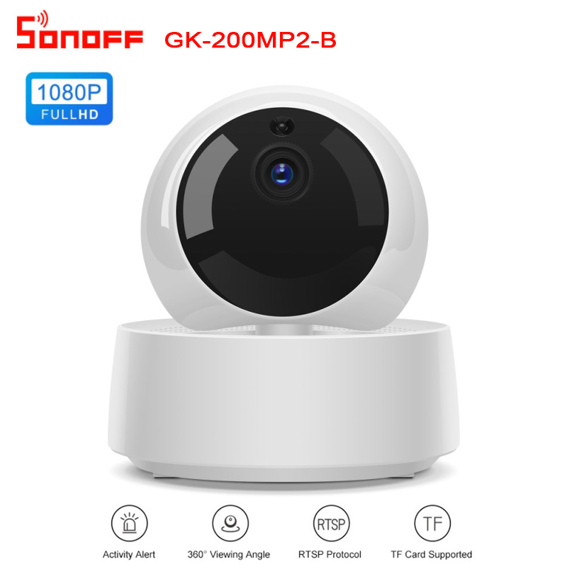 Sonoff-cámara de seguridad IP GK-200MP2-B 1080P HD, videocámara inteligente inalámbrica con WiFi, Control por aplicación eWeLink, detección de movimiento, visualización de 360 °