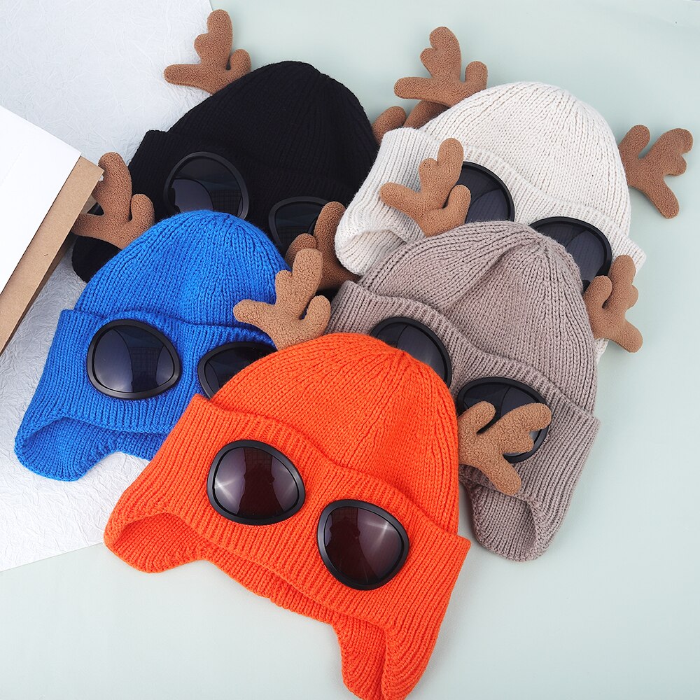 Gebreide kerstmuts led (blauw) bedrukken