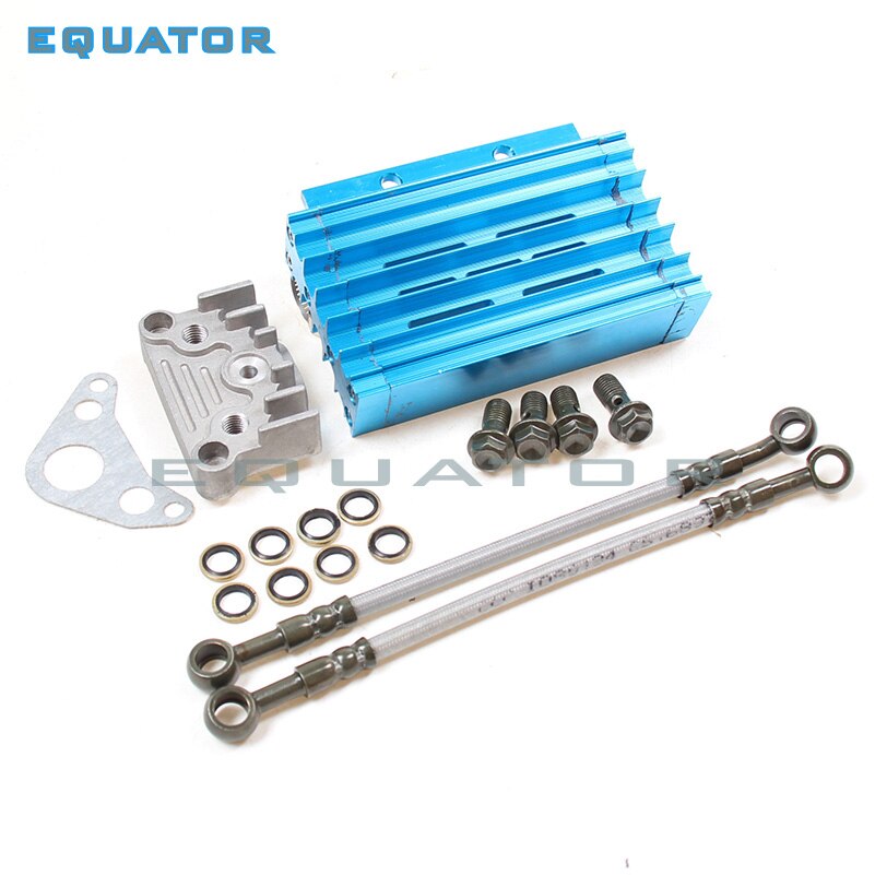 motorcyel parts CNC Aluminum Alloy Oil Cooler Radiator set for 110cc Dirt bike Pit monkey DAX pocket ATV: Blue