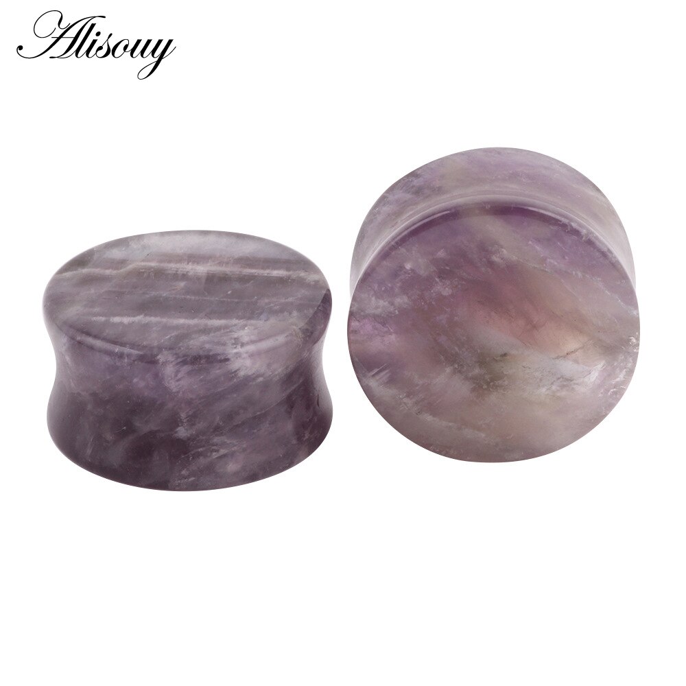 Alisouy 1 Paar runde Stein-Ohrstöpsel, modisch, niedlich, Expander, Verlängerungstunnel, durchbohren-Schmuck, Körperschmuck, Messgeräte, 5–25 mm