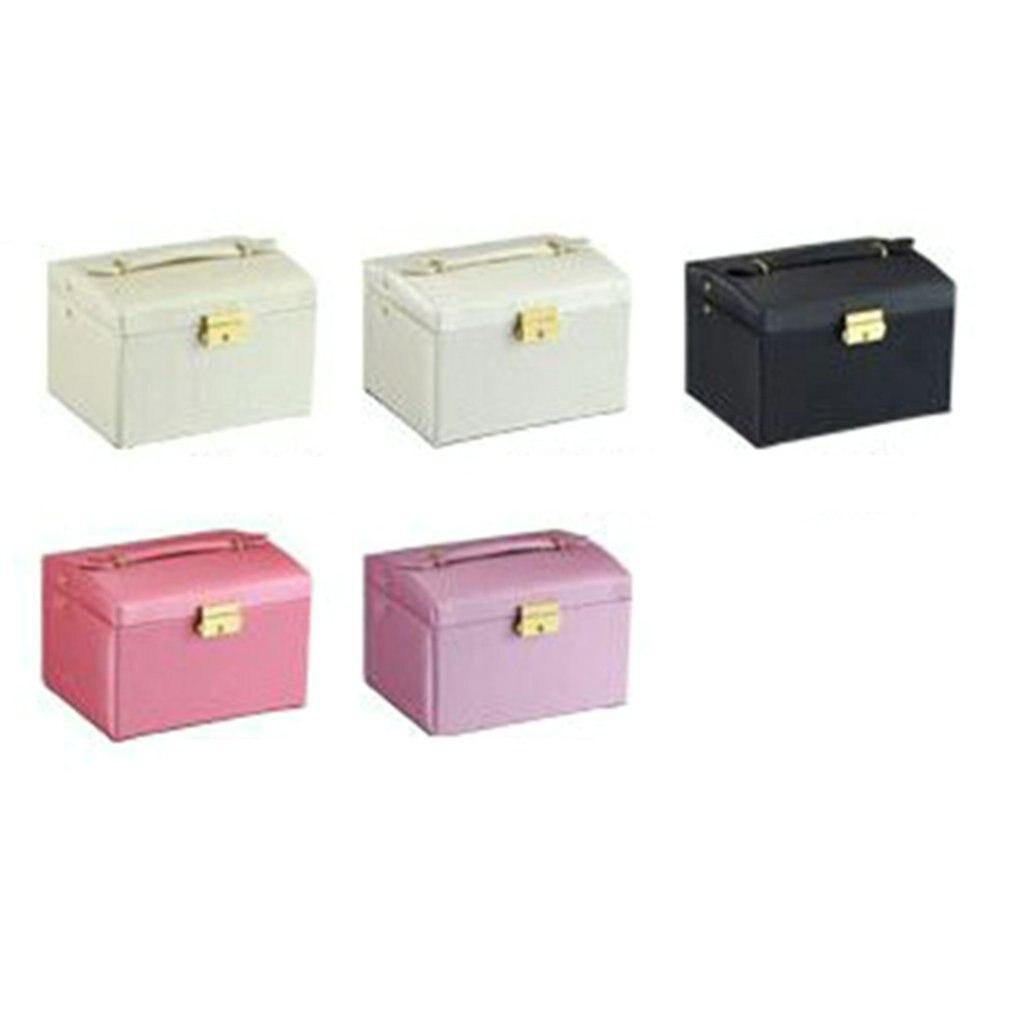 PU Leather Jewelry Storage Box Three Layer Double Drawer Makeup Organizer Dust Proof Jewelry Storage Box