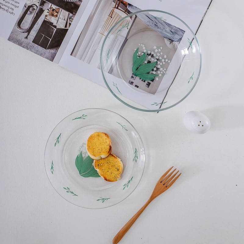 Cutelife klokke orkidé hærdet glas plade retro vintage simpel salat fad dessert plade stativ til kage snack bakke bryllupsplader