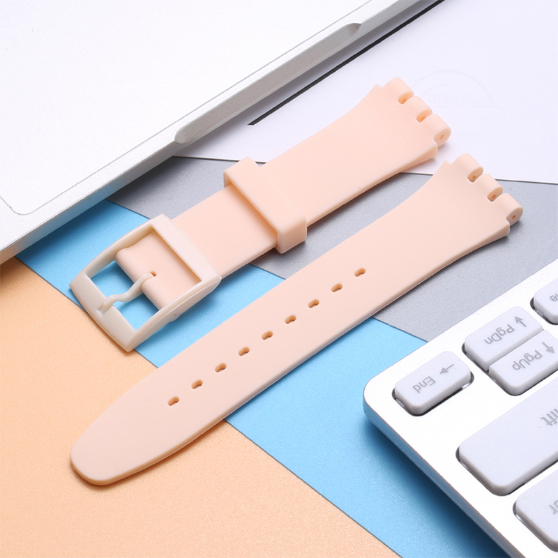 Correa de reloj de silicona de 17 19 y 20mm adecuada para correa de reloj SWATCH, correa de repuesto suave para mujeres y niños, pulsera impermeable con herramienta