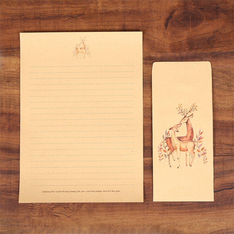 Envelop Herten Diy Retro Enveloppen Kraftpapier Kaart Leverancier Kantoor Schoolbenodigdheden Van 10 Enveloppen 10 Brief Papier Briefpapier: Two deer