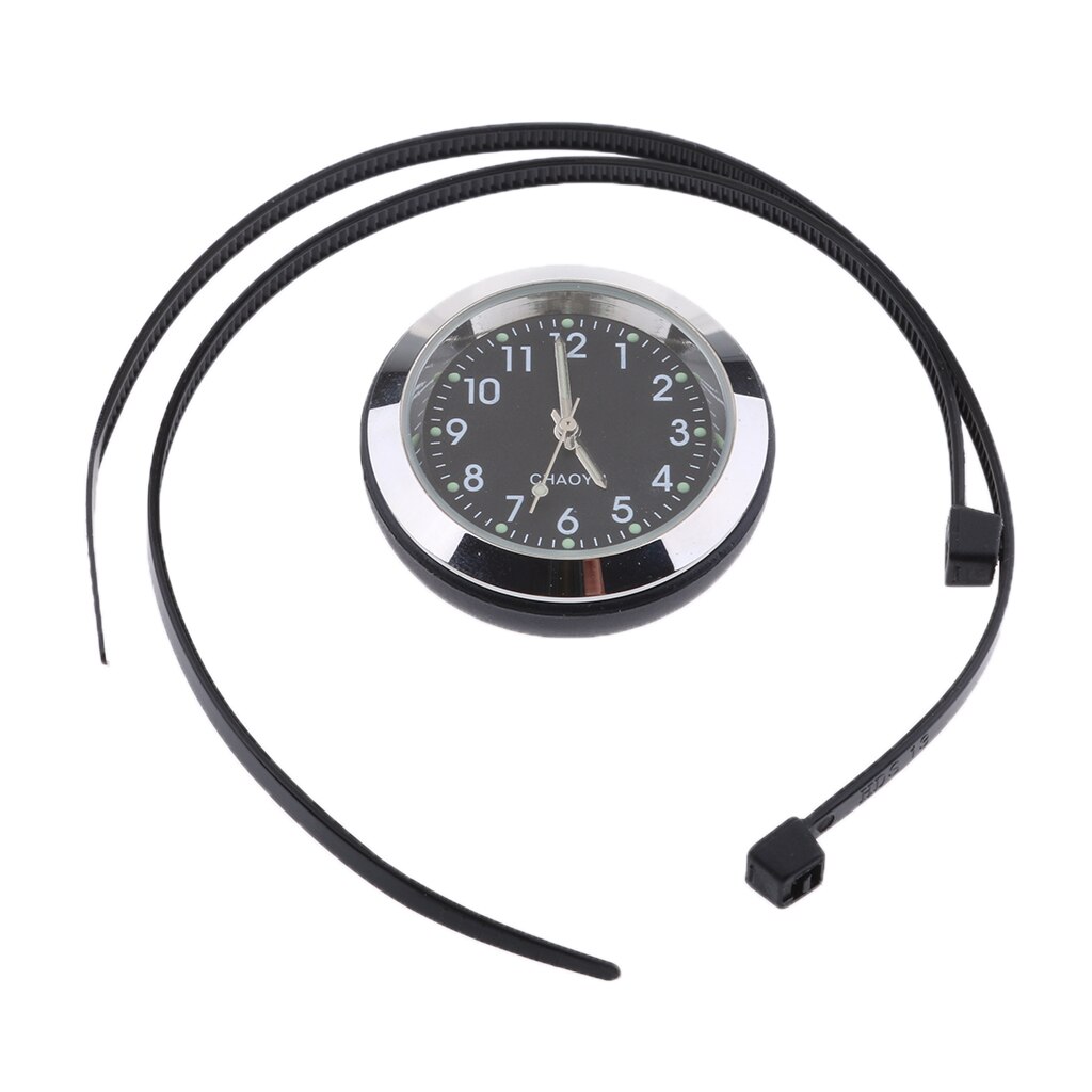Montre de moto universelle | Chrome, cadran étanche noir, horloge de guidon/thermomètre/hygromètre, montre de lueur