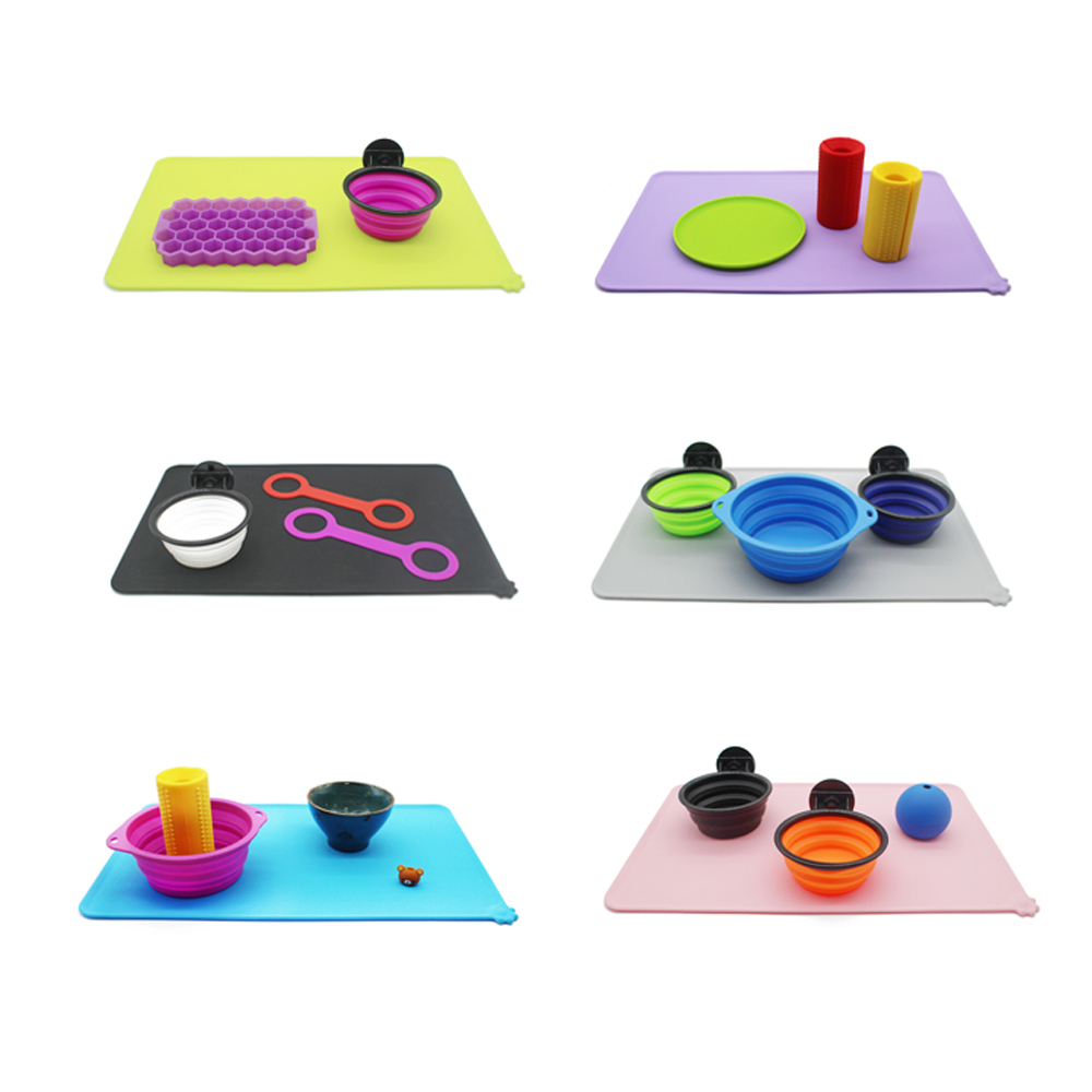 Fodring vand mad skål plade silikone duge skål placemat hvalp hund kat fodring sød mad mat pad pude seng kæledyr forsyninger