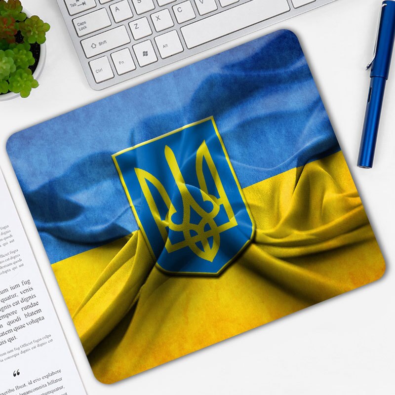 Gemusterten Ukraine Flag Gaming Maus Pad Computer Rechteck Mousepad Anti-slip Natürliche Gummi Mause Mäuse Matte: 4 / 22x18 cm