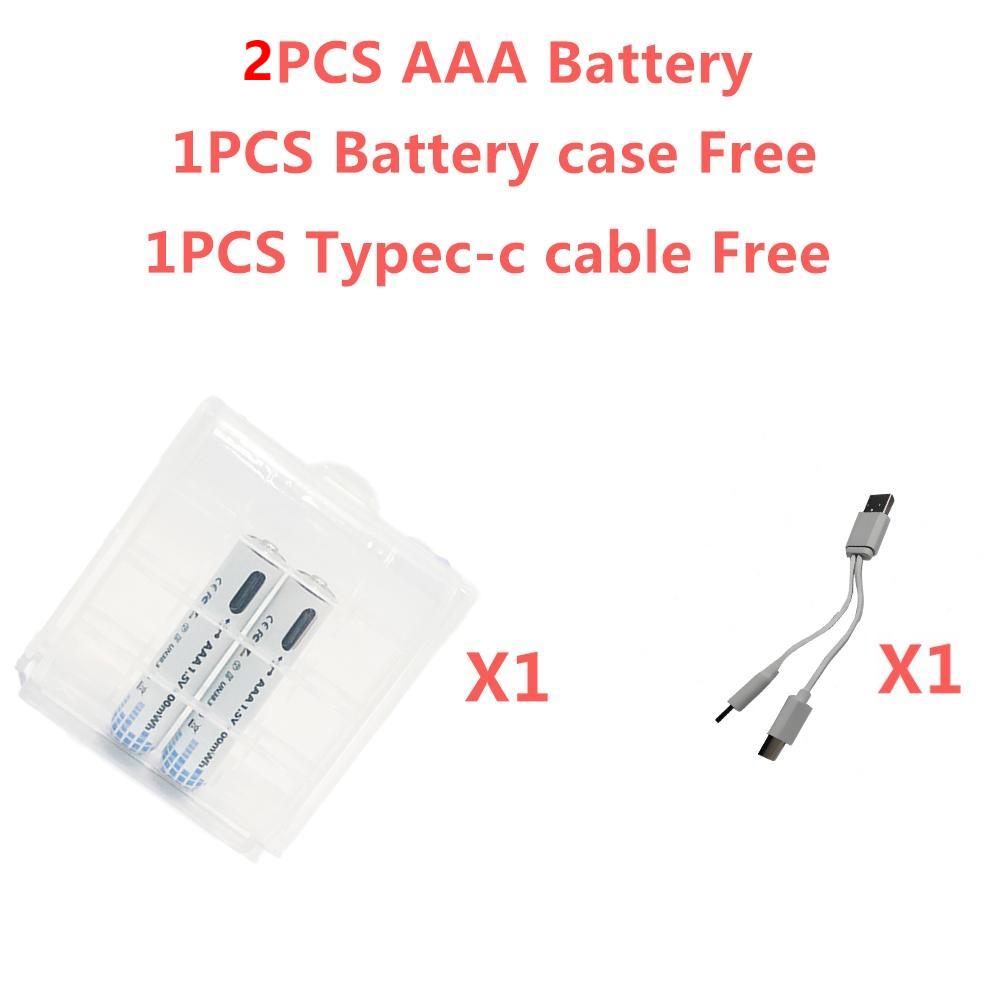 Akumulatory AAA USB 1,5 V Li-ion o dużej pojemności 600 mWh Akumulator zapasowy do zdalnej myszy Latarka + kabel typu C: SZARY