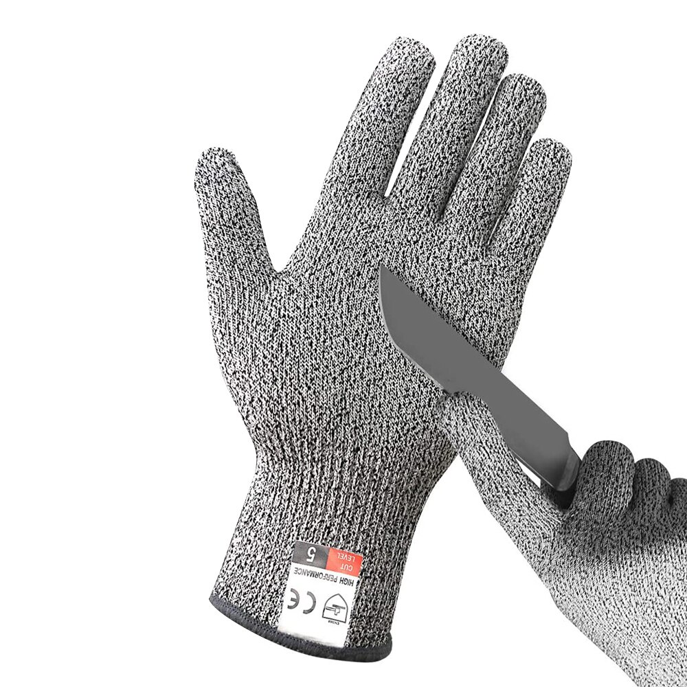 Nivel 5 a prueba de corte de puñalada resistente de Metal de alambre de guante de cocina carnicero cortes guantes para abrir ostras pescado jardinería guantes de seguridad: A / L