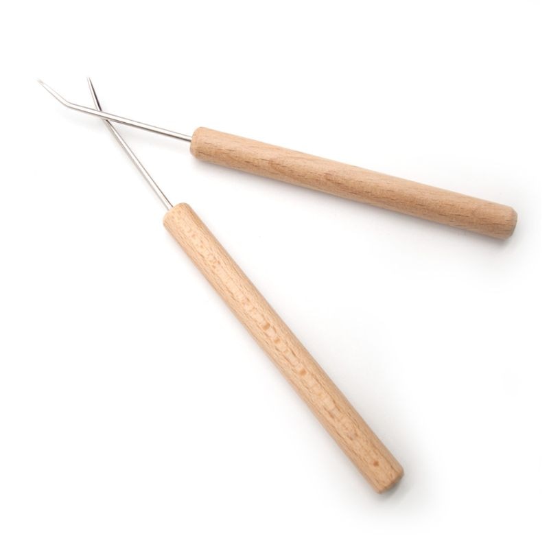 2Pcs/Set Wooden Knitting Loom Hook Weaving Crafts Making Hat Blankets Scarf Tool K4UA