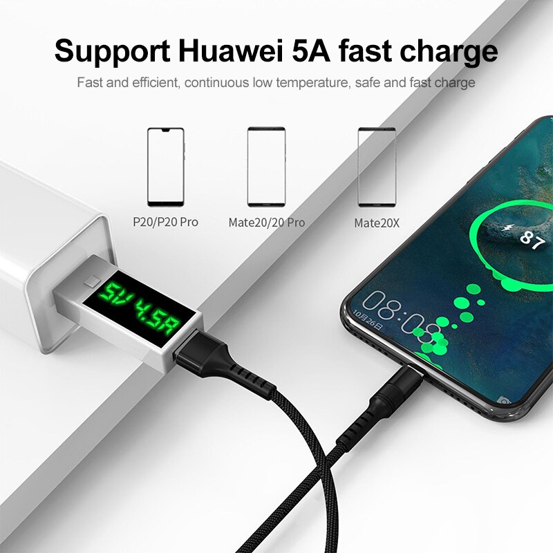 5A type-c câble de Charge ligne de données de Charge Super rapide ligne de données pour Huawei Mate9 Mate10 Millet câble de Charge 0.5m 1m TSLM1