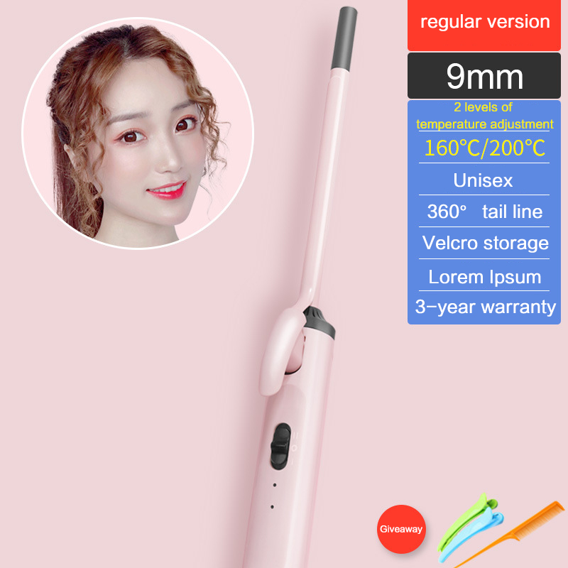Portable Curling Iron Automatic Curling Iron Electric Ceramic Heating Liquid Crystal Display Rotating Wave Styler Curling Iron: Smart 9mm / US