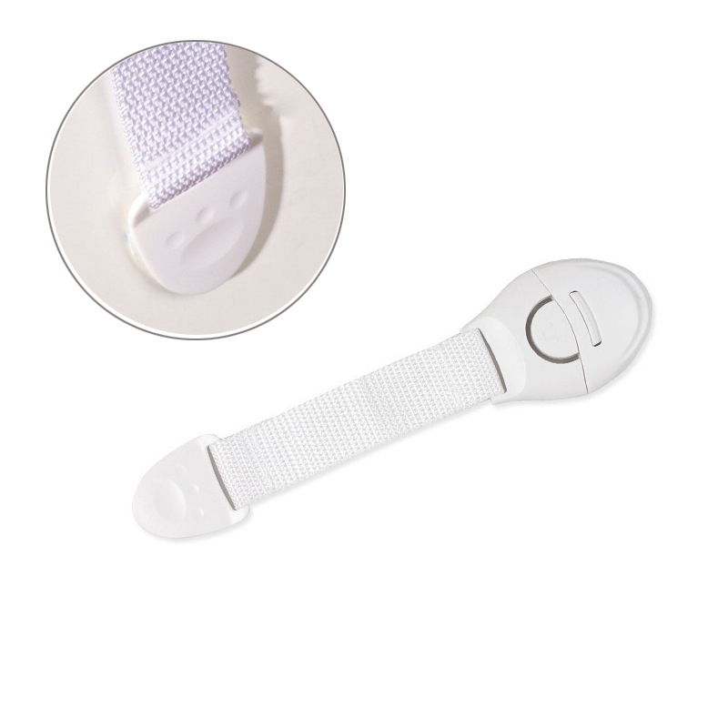 Cerradura de cinturón de tela segura para niños, protección para bebés, cierre de puerta de cajón, armario, armario, refrigerador, suministros de protección de seguridad: Blanco