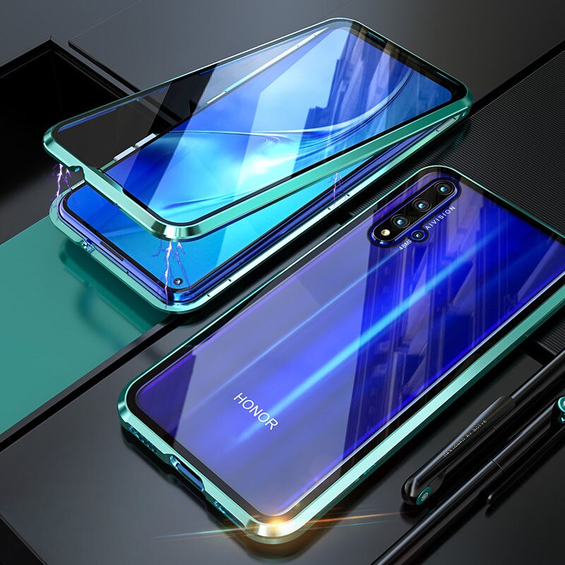 360 funda protectora completa para teléfono Honor 20 Pro Nova 5T 20Pro carcasa de Cristal frontal de protección de Metal magnético en la funda de Honor 20: For Nova 5T / Green / No Retail Box