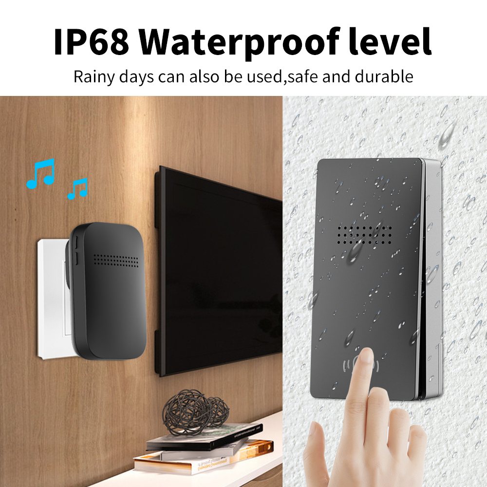 Timbre inalámbrico para exteriores, resistente al agua, No requiere batería, juegos de timbre de puerta autoalimentados, timbre cinético para el hogar y al aire libre