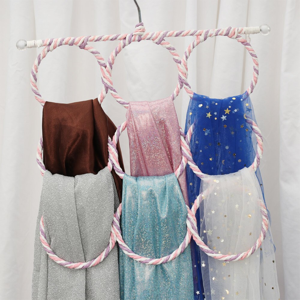 1PC Portable Multi Purpose Rattan Circle Circle Shape Scarf Hanger Tie Clothes Rack Storage Racks Space Saving Closet Organizer