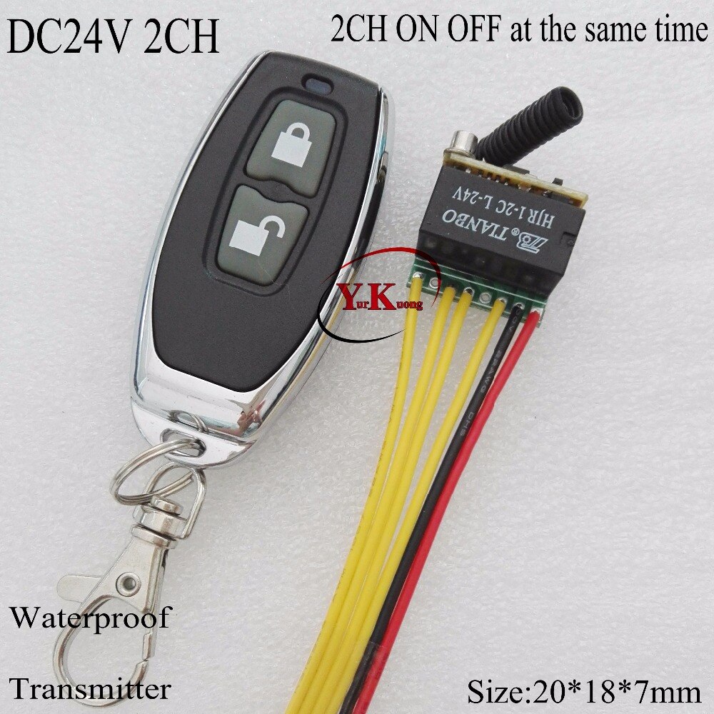 DC24V 2CH Micro Remote Switch NO COM NC Contact Wireless Switch 2CH ON OFF at the same time 433MHZ Waterproof Transmitter Latche