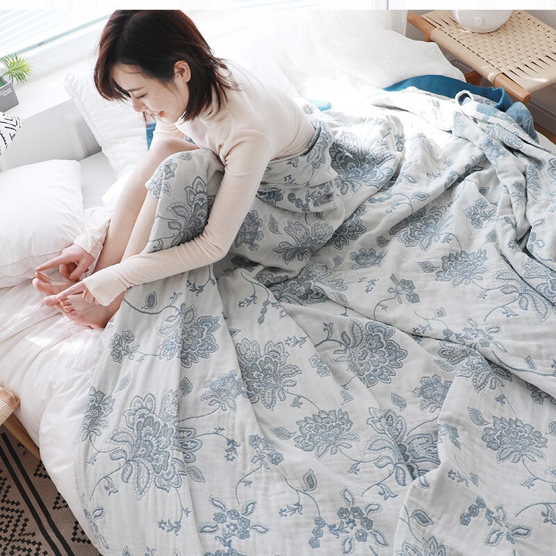 Katoen Vier Lagen Dik Gaas Handdoek Deken Sofa Cover Soft Trooster Lente En Zomer Dikke Vel Boho Sprei: White B