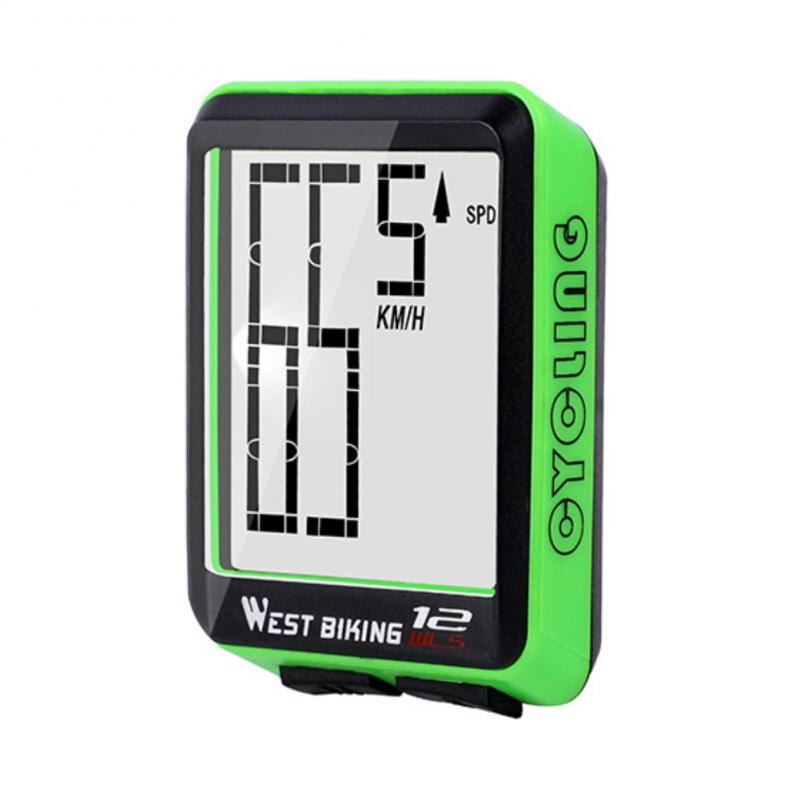 Bike Speedometer Wireless Large Character Code Table Large Screen English Waterproof Luminous Sports Sensors MTB Speed Meter: green