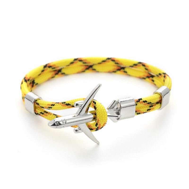 20 farben Silber Anker Armbänder Männer Frauen Charme Seil Kette Paar Armband Metall Flugzeug Leder Haken Homme Schmuck: FS-04