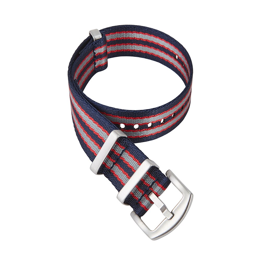 Heavy duty nylon nato horlogeband 20mm 22mm zulu band roestvrijstalen gesp heren vervangende armband horloge accessoires: Blauw rood grijs / 22mm