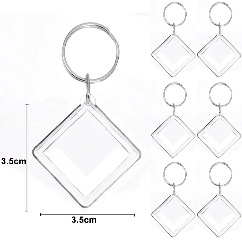 5/50 Stück transparenter Fotorahmen-Schlüsselanhänger, Quasten, schnappen-in, individueller Einsatz, Foto-Acryl-Rohling-Schlüsselanhänger, klarer leerer Bild-Anhänger