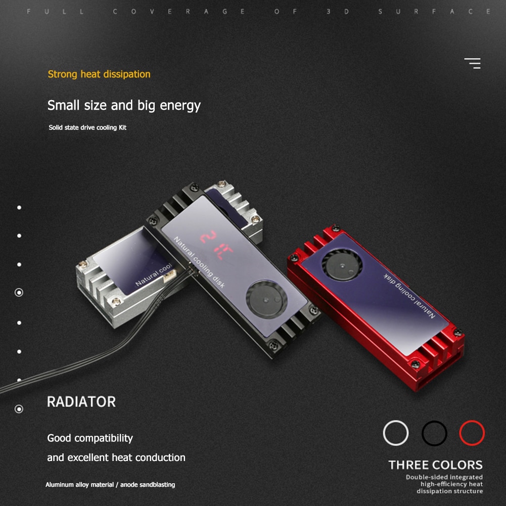 M2 SSD Kühlkörper Kühler Temperatur OLED Digital Anzeige M.2 2280 NVME SSD fest Zustand Festplatte Heizkörper Wärme Thermische Pad