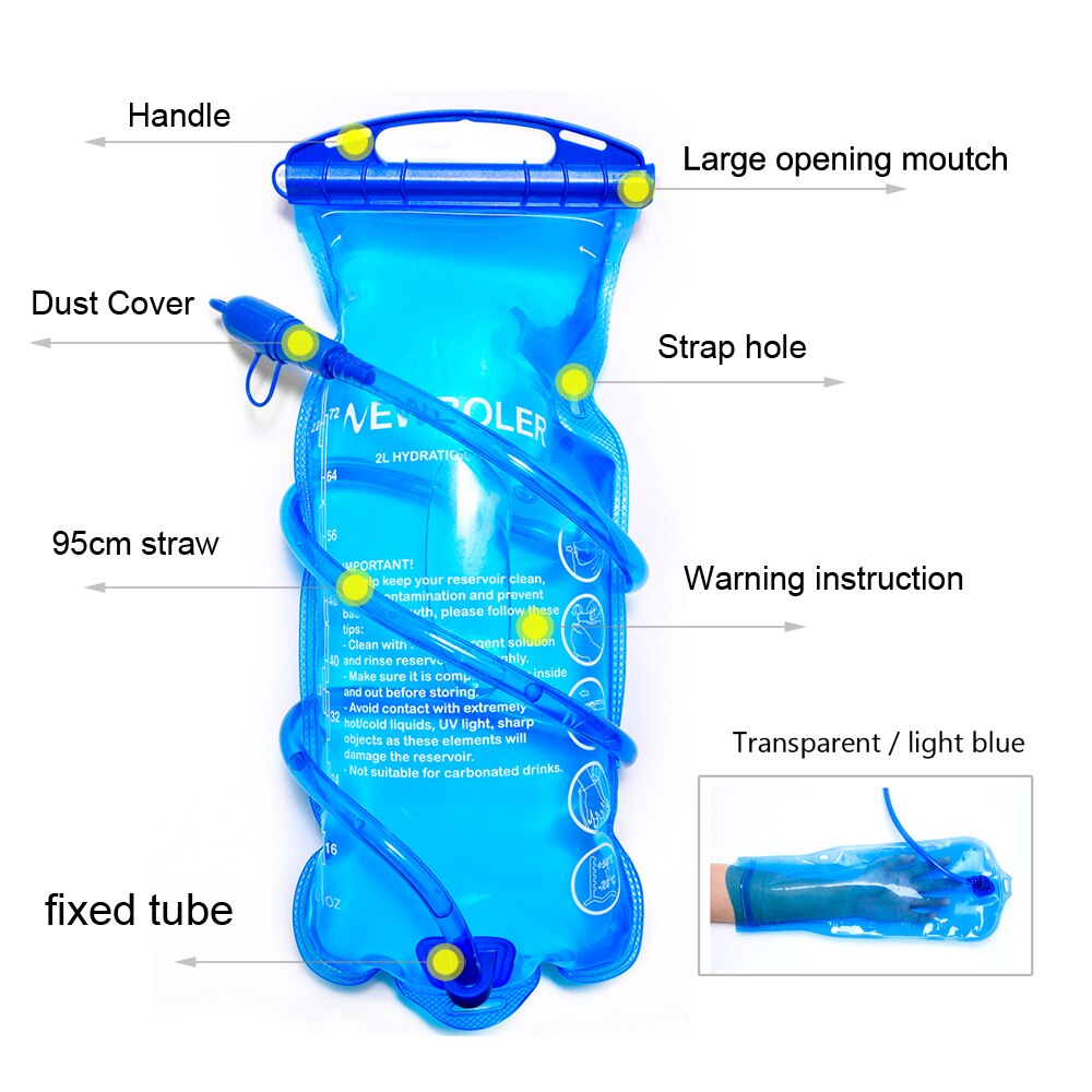 Camping Water Reservoir Water Bladder Hydration Pack Storage Bag BPA Free - 0.25L 0.5L 2L Running Hydration Vest Backpack