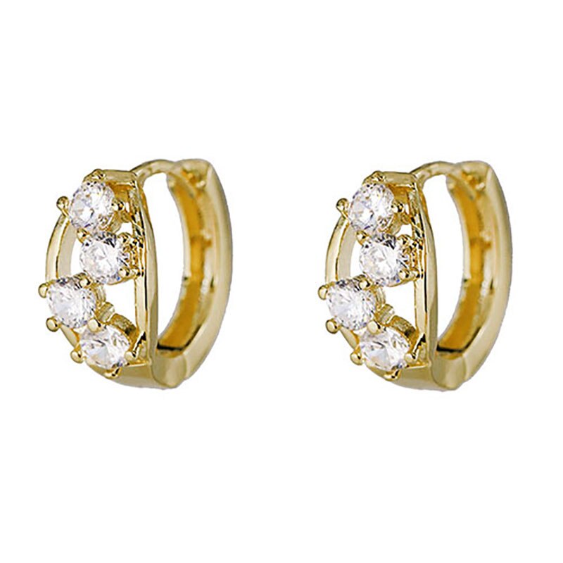 ZHINI Gold Ear Clip Small Earrings for Women Luxury Crystal Zircon Stud Earring ar Cuff Jewelry Party: D63112
