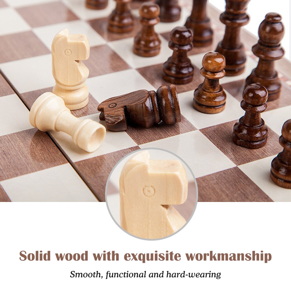 3-in-1 Multifunctional Wooden Chess Set Folding Ch... – Grandado