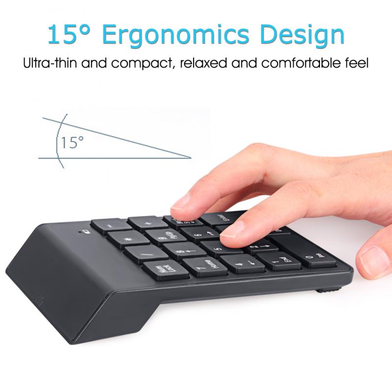 Pour la comptabilité caissier ordinateur portable tablettes petite taille 2.4GHz sans fil numérique pavé numérique 18 touches clavier numérique