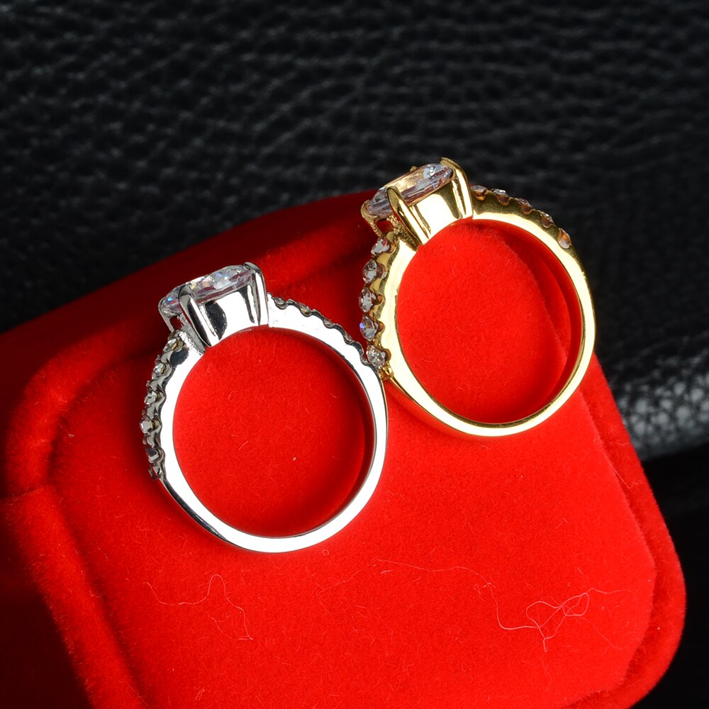 Bague classique de luxe en Zircon cubique AAAAA pour femmes, élégante, couleur or, titane et acier