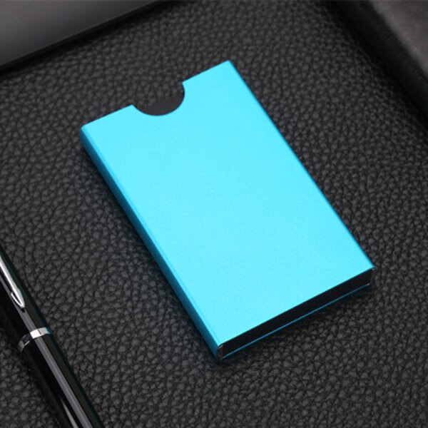 ZOVYVOL MÄNNER Aluminium Karte Lagerung Kasten Gestapelt Karte Paket Karte setzt Kreativität Geschäft Anti-diebstahl Ich würde Kreditkarte Halfter: X-27 Blau