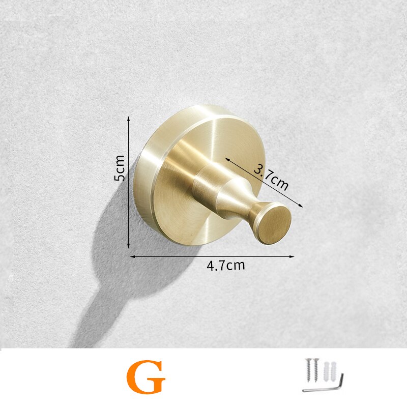 Stainless Steel Brushed Gold Robe Hook Wall Mounted Towel Hook Clothes Hook Bathroom Kitchen Door Hook Hardware: G